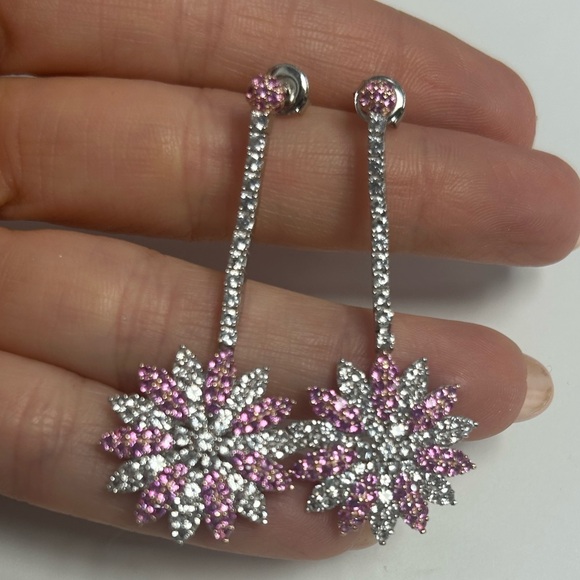 Suzy Levian Sterling Silver Pink Sapphire Created White...